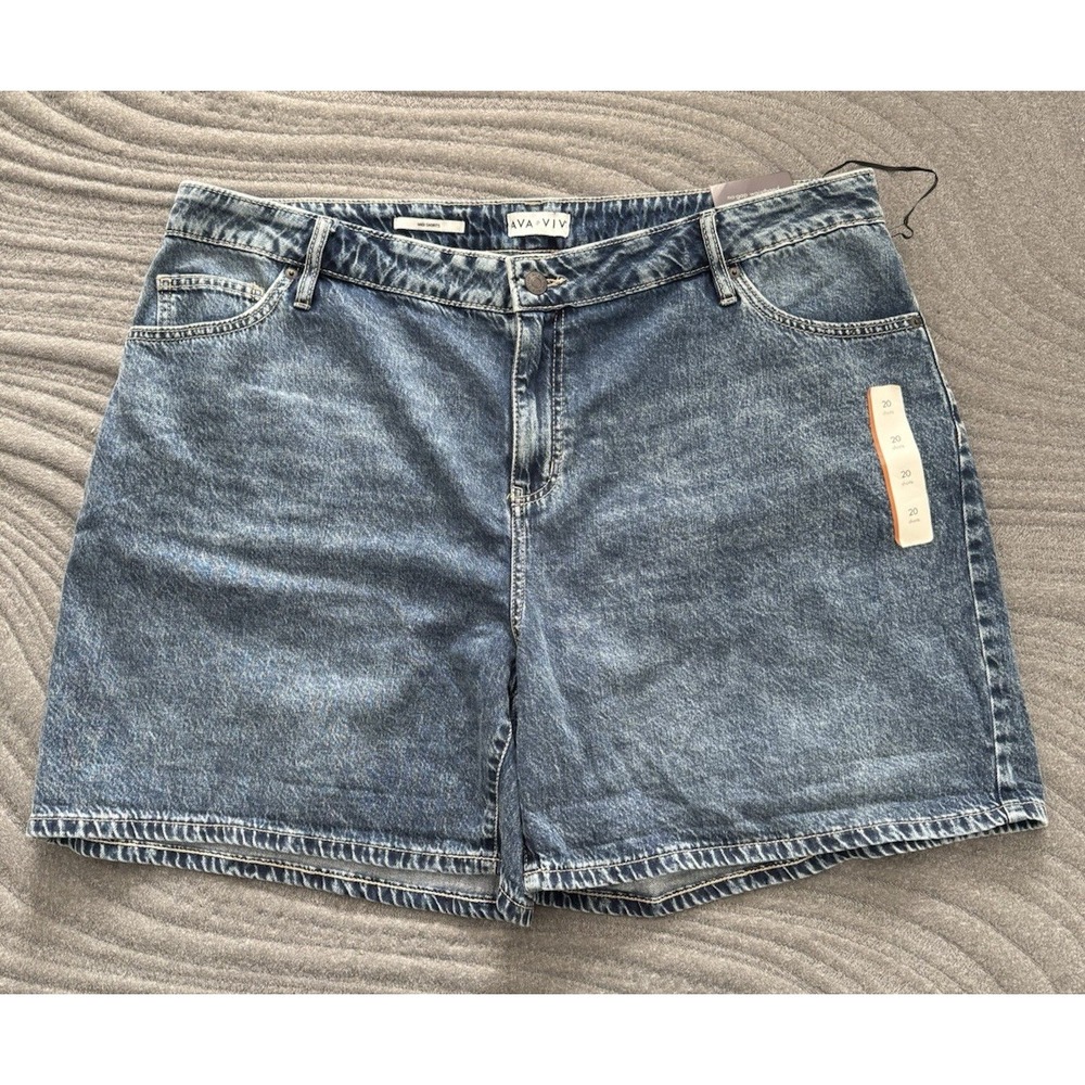 Ava & Viv Midi Shorts Womens size 20 High-rise relaxed No gap waistband NWT